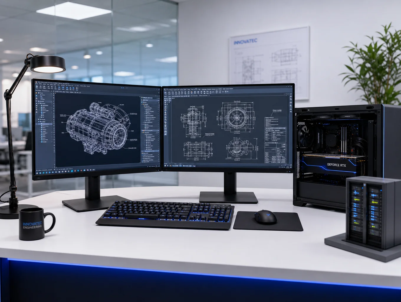 High-performance desktop computer with liquid cooling and custom lighting